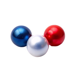 3 Different colors pearls blue red and white isolated on transparent background.