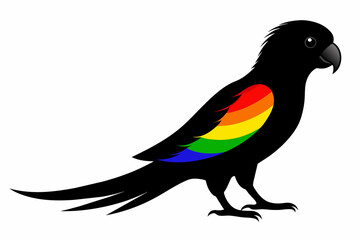 Black silhouette rainbow lorikeet on white background.