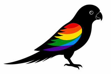 Black silhouette rainbow lorikeet on white background.