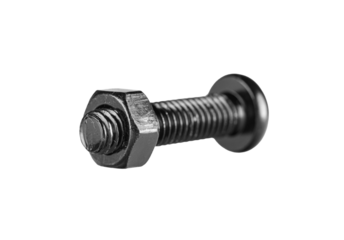 hex socket head screw with nut in black color on isolated white background close up