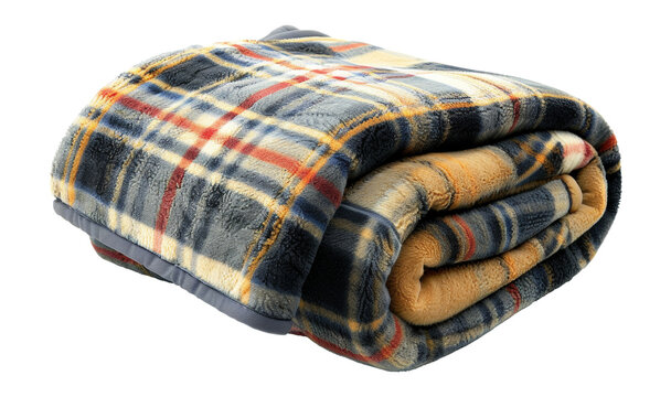 Plaid fleece blanket isolated on transparent background