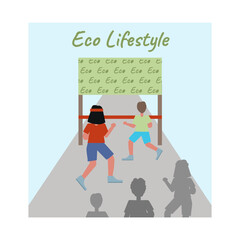 A marathon dedicated to fighting climate change. Vector flat illustration. Square banner.