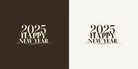 Fotobehang Happy new year 2025 writing. With beautiful and charming handwritten font. Premium vector unique and clean design. © Listiana