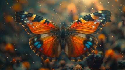 Vivid butterfly on a blurred bokeh background - obrazy, fototapety, plakaty