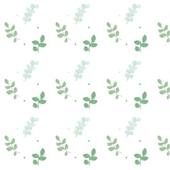 Pattern from watercolor hand drawn leaves and branches. Trendy elements of garden and spring season. Isolated vector illustration for invitation, banners, cards