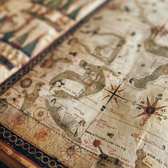 Ancient Nautical Map, Detailed, Historical Sea Exploration with Vintage Elements