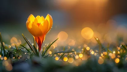 Foto op Plexiglas Spring crocus flower © paul