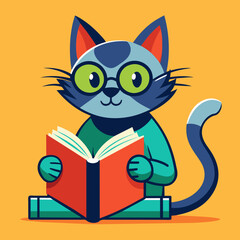 cat-reading vector design 