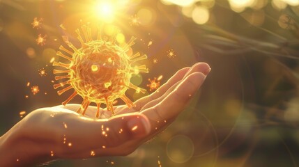 Questioning the virus, Vitamin D emerges as a vital ally amidst sunlight. Explore the role of natural immunity boosters in health battles - obrazy, fototapety, plakaty