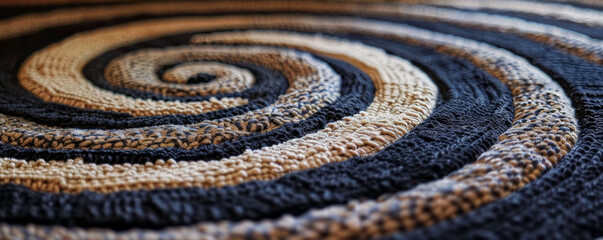 Close-up of a spiral woven rug