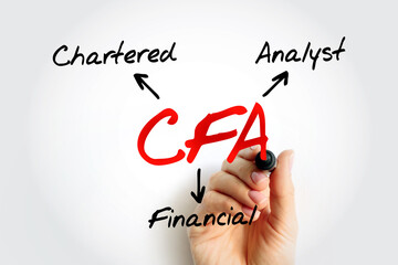 CFA Chartered Financial Analyst - program is a postgraduate professional certification, acronym text concept background