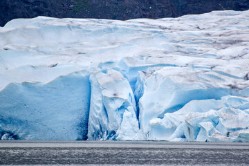 Landscape with sky and snow. Mendenhall Glacier in Juneau, Alaska, USA.