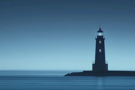 A serene coastal landscape with a majestic lighthouse standing tall against the horizon, symbolizing vision and guidance