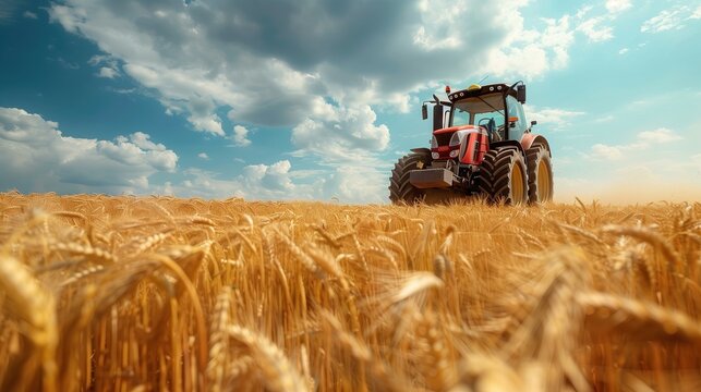 Agricultural vehicles, tractors, harvesting rice crops background in the rice fieldใ