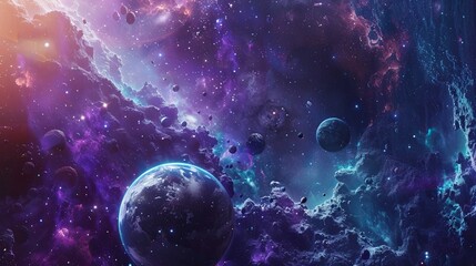 Planets in space galaxy
