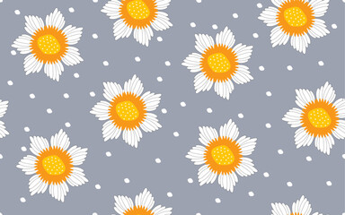 Seamless pattern ornamental floral vector pattern decorative flowers minimal colorful creative trendy design paper print textile fabric web texture blue background