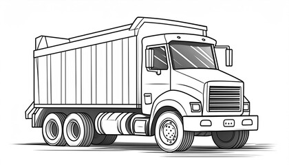 Dump truck for a children's coloring book.