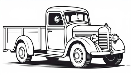 Antique truck for a children's coloring book.