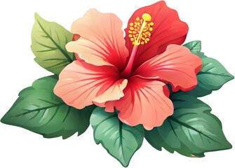 red hibiscus flower isolated.