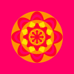 Flower mandala pattern abstract background, colorful geometric shapes, graphic design illustration wallpaper