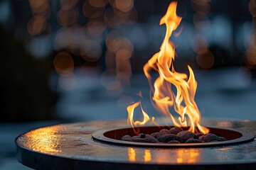 a fire in a fire pit - Powered by Adobe