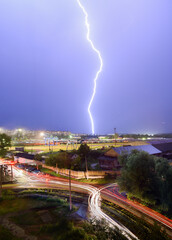 Strong lightning at the railway station - 775206914