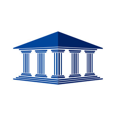 Obraz premium Bank, museum or library icon. Classical architecture building with columns. flat vector illustration easy to edit and customize. . Column pillar parthenon landmark. Vector illustration flat architectu