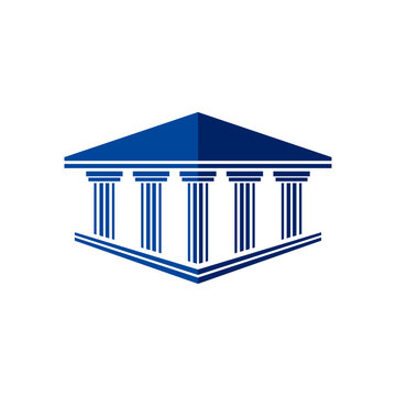 Bank, museum or library icon. Classical architecture building with columns. flat vector illustration easy to edit and customize. . Column pillar parthenon landmark. Vector illustration flat architectu