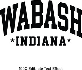 Wabash text effect vector. Editable college t-shirt design printable text effect vector