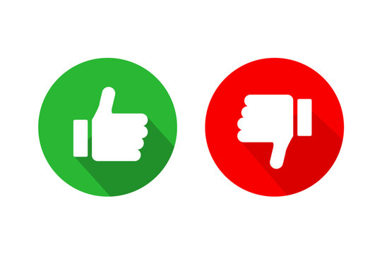 Thumb up and thumb down flat vector icon