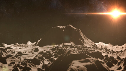 Alien planet in deep space
3d rendering of alien rocky planet, 4K, 2022


