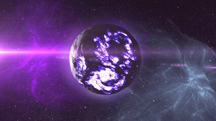 Purple dead Alien planet in deep space
3d rendering of alien rocky planet, 4K, 2022
