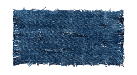 Piece of torn denim on a white background. Denim texture