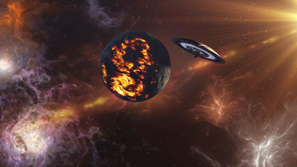 3D RENDERING-flying saucer ufo near dead planet
3d rendering of alien world concept, 4K, 2024
