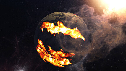 The cosmos with dying planet
3d rendering of dying planet, 4K, 2024
