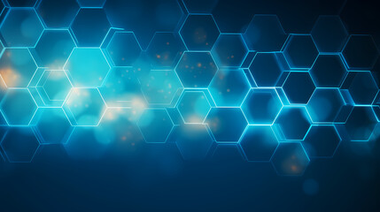 Obraz premium Blue abstract hexagon pattern, glowing medical wallpaper