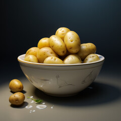 boiled potato in bowl сreated with Generative Ai
