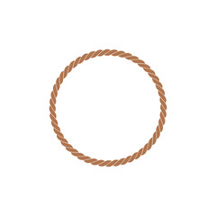 Round rope frame for photo or text isolated on white background