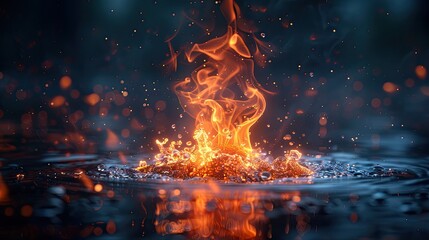 A fire that cools instead of warms, solid color background, 4k, ultra hd - obrazy, fototapety, plakaty