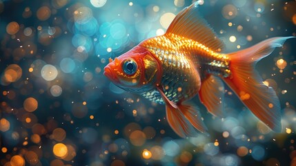 A flock of tropical fish floating in outer space, surrounded by sparkling stars and planets, solid color background, 4k, ultra hd - obrazy, fototapety, plakaty
