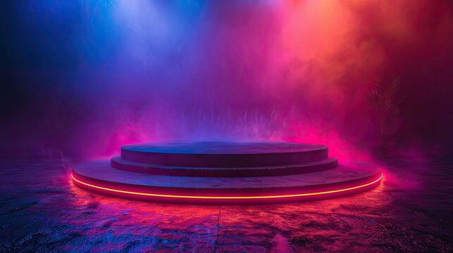 A podium with dynamic LEDs for technology gadgets, solid color background, 4k, ultra hd