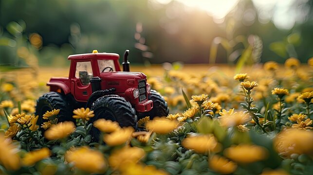 A robot for farming on a green field, solid color background, 4k, ultra hd