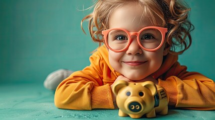 A teacher who teaches children the basics of financial literacy, solid color background, 4k, ultra hd