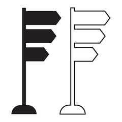 Traffic direction board icon. Line, filled outline version, street signpost, Symbol, logo illustration. isolated transparent road sign post vector. 11:11