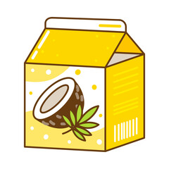 Cute cartoon coconut milk isolated on white
