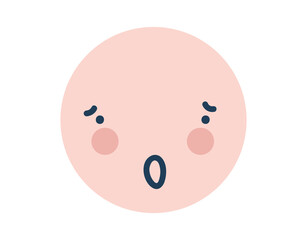 Pink worried round Emoji Icon. Object Symbol flat Vector Art. Cartoon element for web design, poster, greeting card