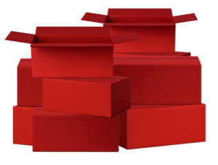 A set of red boxes on an empty background