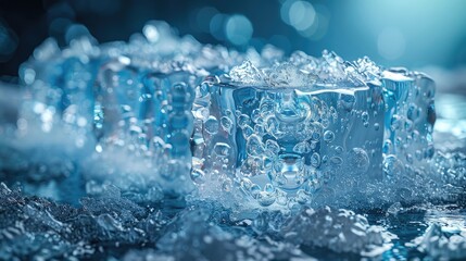 Ice that can be stacked up like a constructor, solid color background, 4k, ultra hd