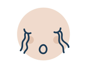 Beige frustrated round Emoji Icon. Object Symbol flat Vector Art. Cartoon element for web design, poster, greeting card