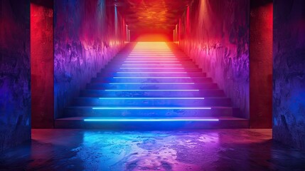 Rainbow lighted catwalk for children's toys, solid color background, 4k, ultra hd - obrazy, fototapety, plakaty